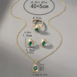 Conjunto de Joias em Gota de Esmeralda Atemporal