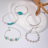 Conjunto de Pulseiras de Pena de Turquesa