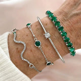 Conjunto de Pulseiras de Esmeralda em Camadas
