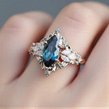 Anel Marquise Azul-Esverdeado Vintage