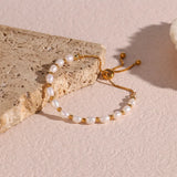 Pulseira Elegante de Pérola e Ouro