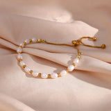 Pulseira Elegante de Pérola e Ouro