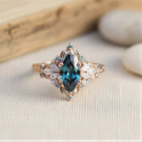 Anel Marquise Azul-Esverdeado Vintage
