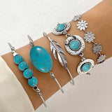 Conjunto de Pulseiras de Pena de Turquesa