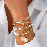 Conjunto Premium de Pulseiras de Pérola em Camadas