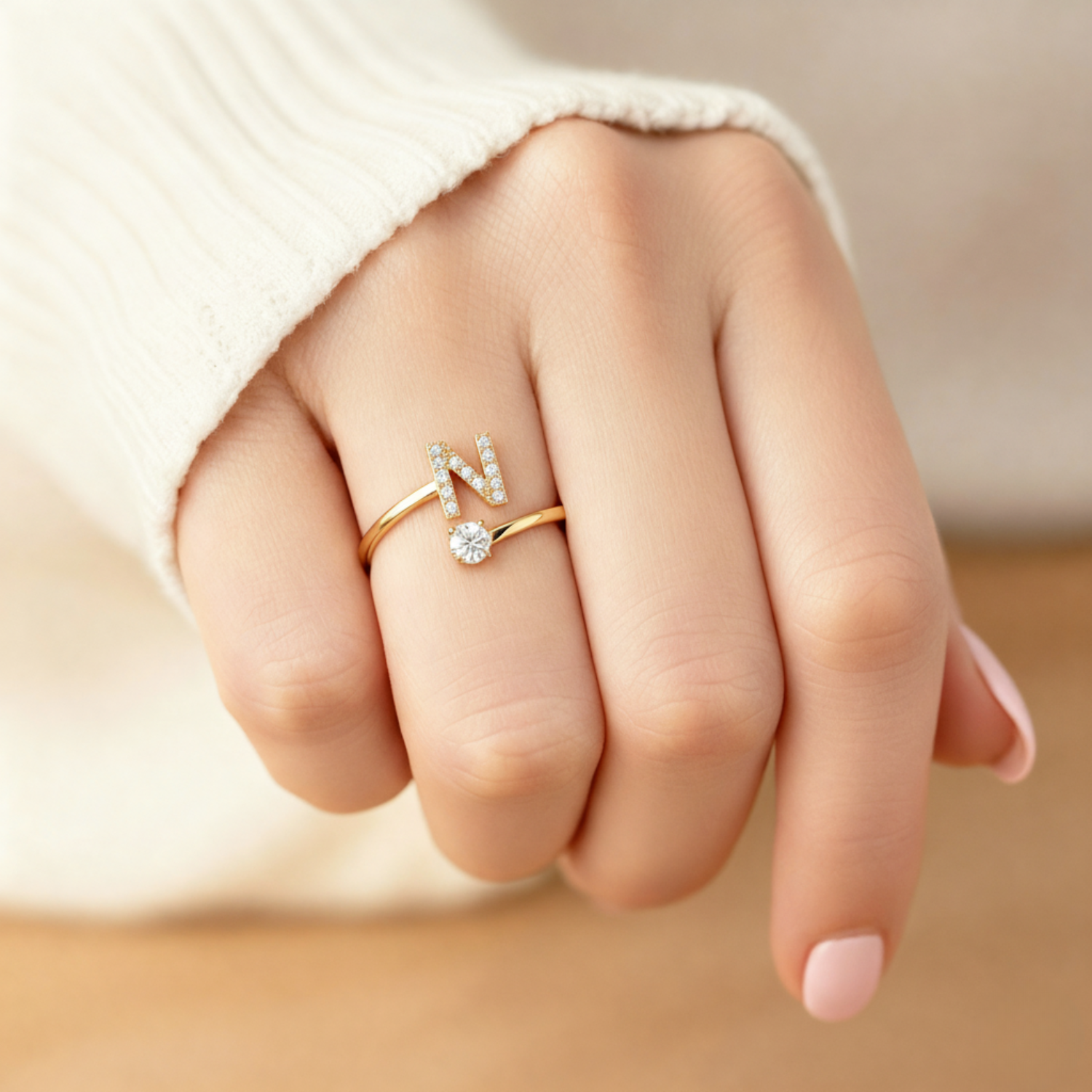 Anel Encantador com Inicial Personalizada