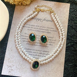 Conjunto de Joias Imperial de Pérola e Esmeralda