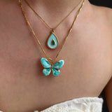 Conjunto de Colares em Camadas com Borboleta e Gota