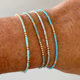 Conjunto de Pulseiras de Contas de Turquesa Subtil