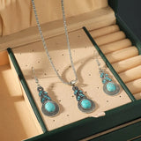 Conjunto Elegante de Colar e Brincos em Turquesa