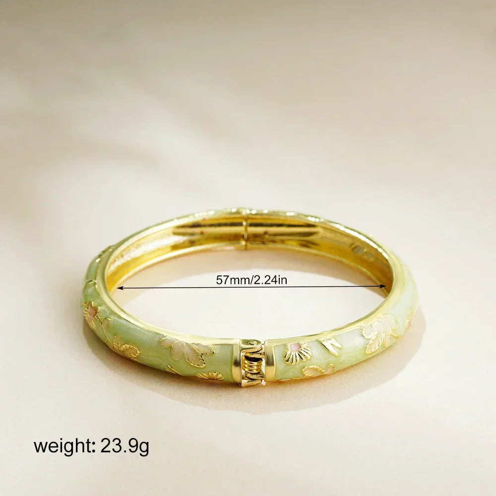 Bracelete Cloisonné Floral Vintage Elegante