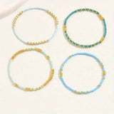 Conjunto de Pulseiras de Contas de Turquesa Subtil