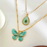 Conjunto de Colares em Camadas com Borboleta e Gota
