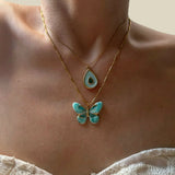 Conjunto de Colares em Camadas com Borboleta e Gota