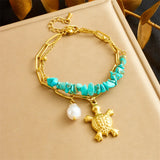 Pulseira Única de Tartaruga de Turquesa
