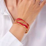 Pulseira Moderna em Onda de Aço Inoxidável