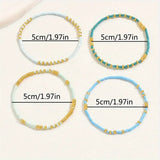 Conjunto de Pulseiras de Contas de Turquesa Subtil
