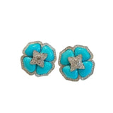 Brincos Íntimos de Flor em Turquesa