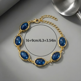 Pulseira Dourada Encantadora de Pedra Azul