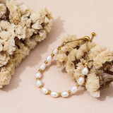 Pulseira Elegante de Pérola e Ouro