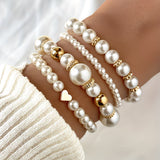 Conjunto de 4 Pulseiras de Pérolas para Empilhar