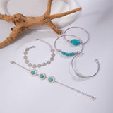 Conjunto de Pulseiras de Pena de Turquesa