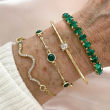 Conjunto de Pulseiras de Esmeralda em Camadas