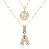 Conjunto Premium de Colar com Letra Dourada