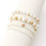 Conjunto de 4 Pulseiras de Pérolas para Empilhar