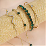 Conjunto de Pulseiras de Esmeralda em Camadas