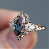 Anel Marquise Azul-Esverdeado Vintage
