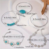 Conjunto de Pulseiras de Pena de Turquesa
