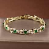 Pulseira Elegante de Baguette Dourada