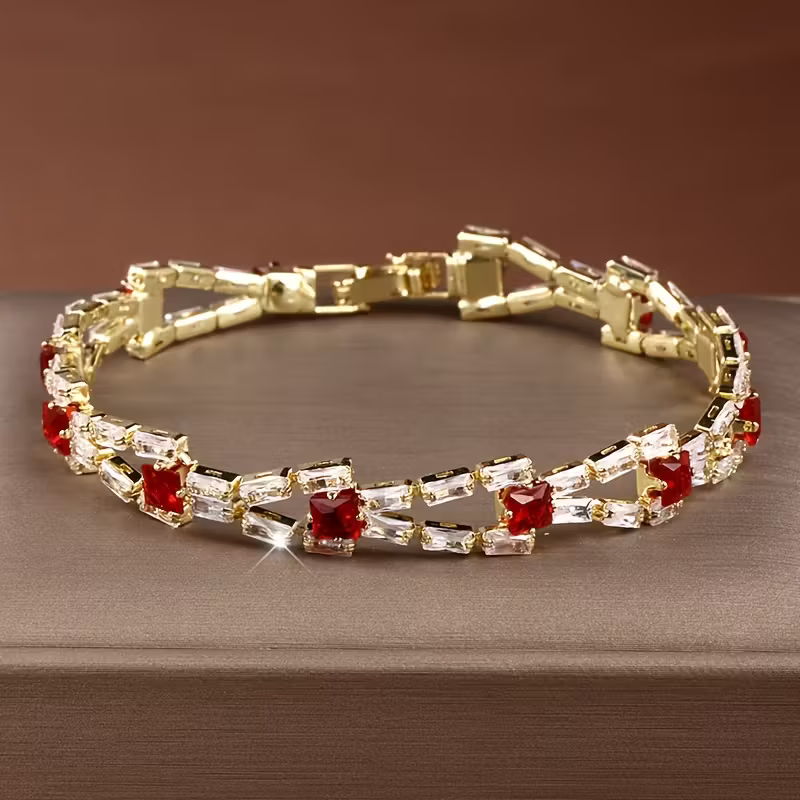 Pulseira Elegante de Baguette Dourada