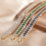Pulseira Luxo Dourada de Esmeralda Elegante