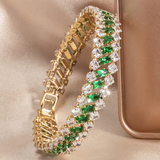 Pulseira Luxo Dourada de Esmeralda Elegante