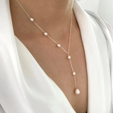 Colar Lariat de Pérolas em Cascata