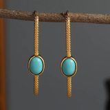 Brincos Pendentes Chiques de Turquesa e Ouro