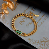 Pulseira Barra Dourada de Esmeralda Atemporal
