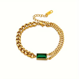 Pulseira Barra Dourada de Esmeralda Atemporal