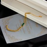 Pulseira Barra Dourada de Esmeralda Atemporal