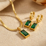 Conjunto de Colar e Brincos Luxo em Esmeralda