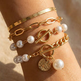 Conjunto Premium de Pulseiras de Pérola em Camadas