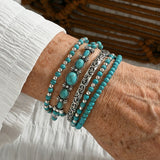Conjunto Premium de Pulseiras de Contas de Turquesa