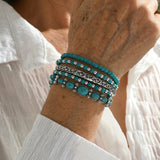 Conjunto Premium de Pulseiras de Contas de Turquesa