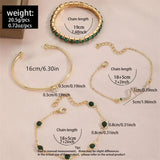 Conjunto de Pulseiras de Esmeralda em Camadas