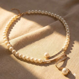 Conjunto de Colar de Pérola Zig Zag Beleza
